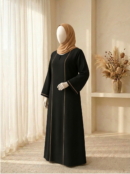 Black Two Line Abaya