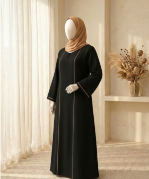 Black Two Line Abaya